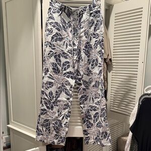 Tommy Bahama Floral Print Wide-Leg Linen Pants Size S